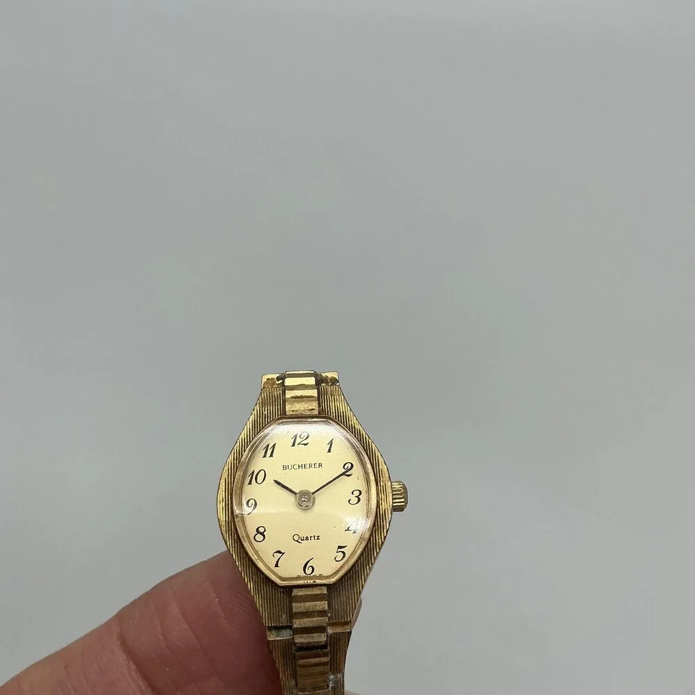 Vintage Bucherer Womens Watch 16mm Gold Tone Dial 573 2 57 New Battery 6.75